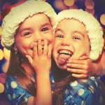 Christmas Happy funny children twins sisters